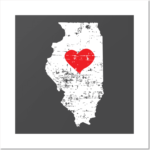 <3 Illinois Map Gift T Shirt for Men Women and Kids Wall Art by HopeandHobby